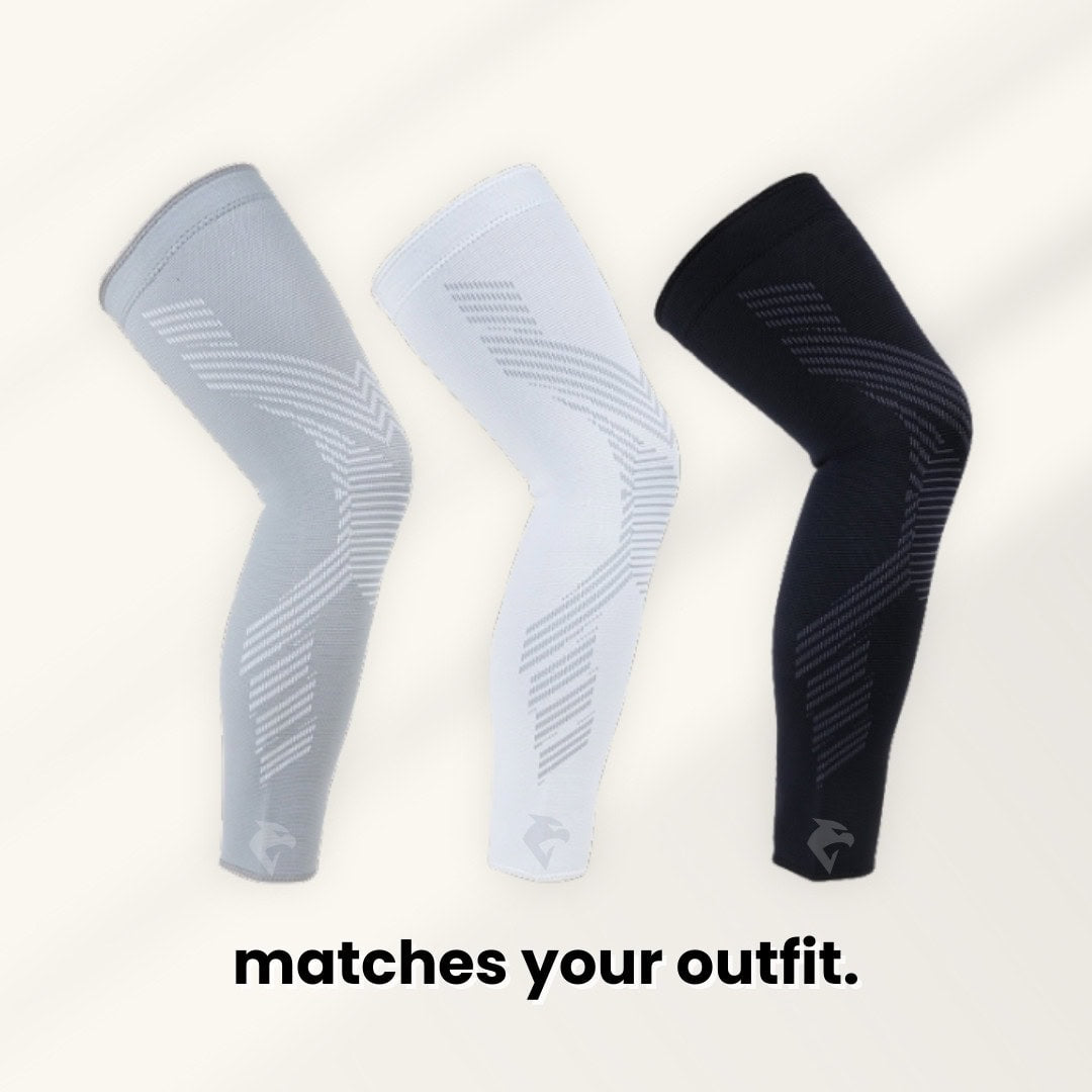 Full leg compression sleeve with targeted knee support