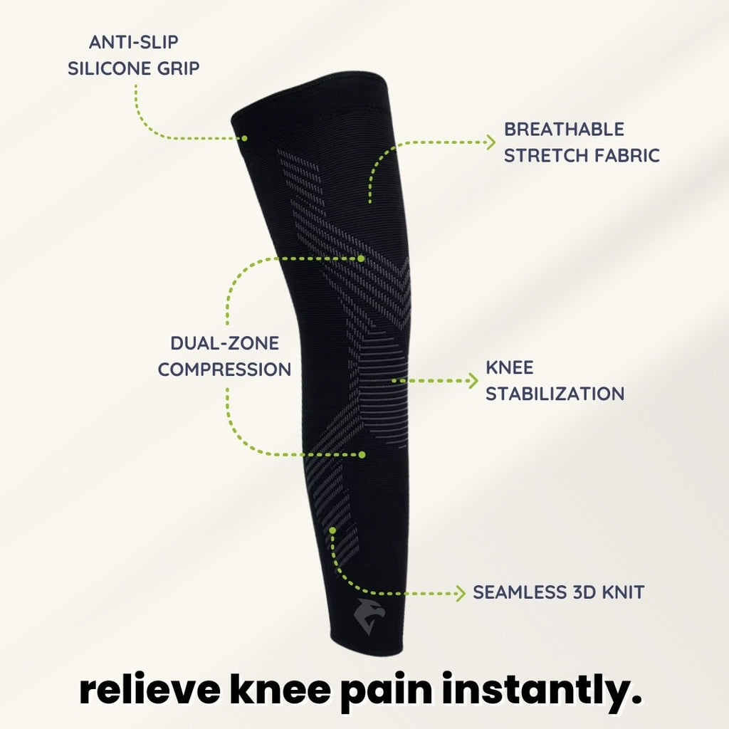 Full leg compression sleeve with targeted knee support