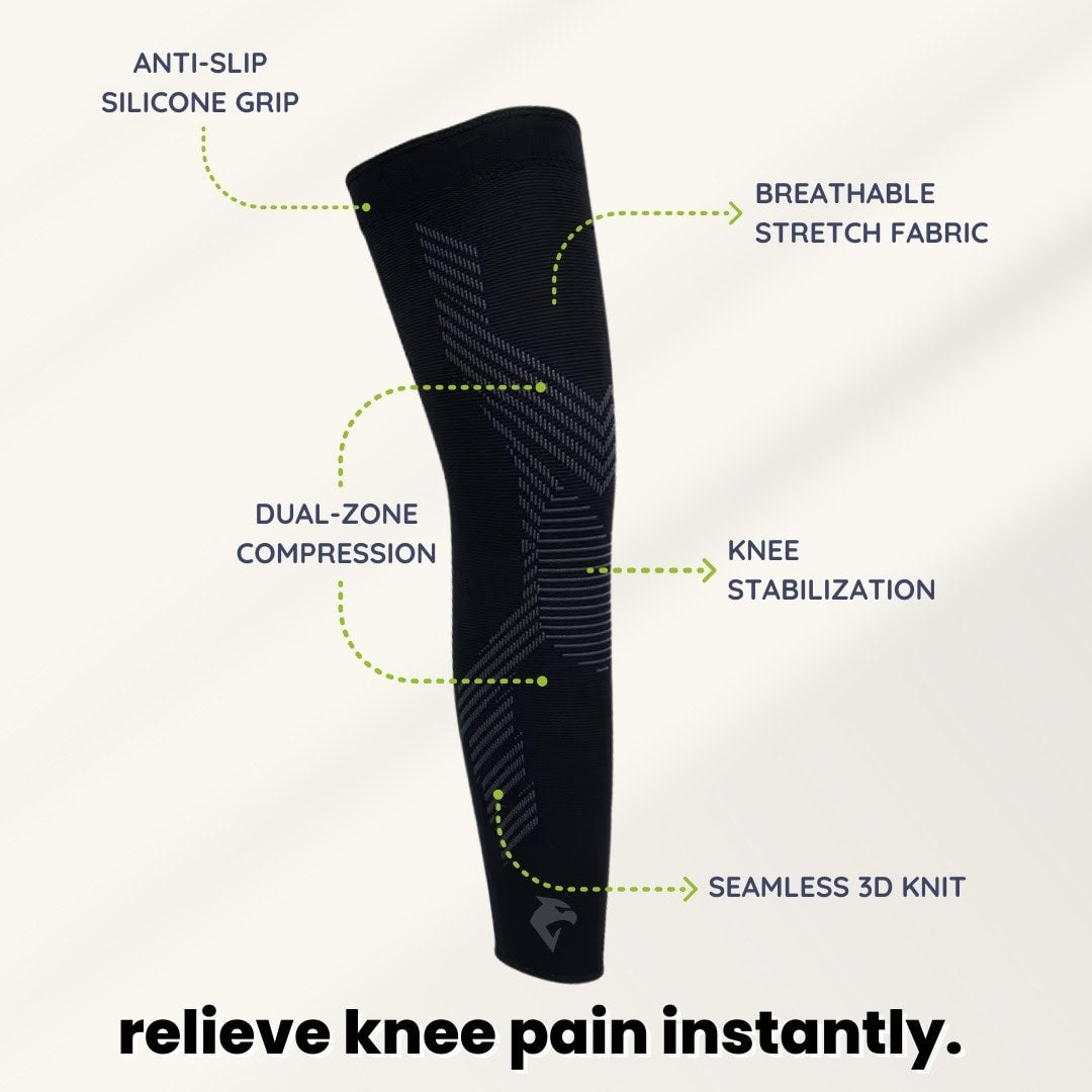Full leg compression sleeve with targeted knee support